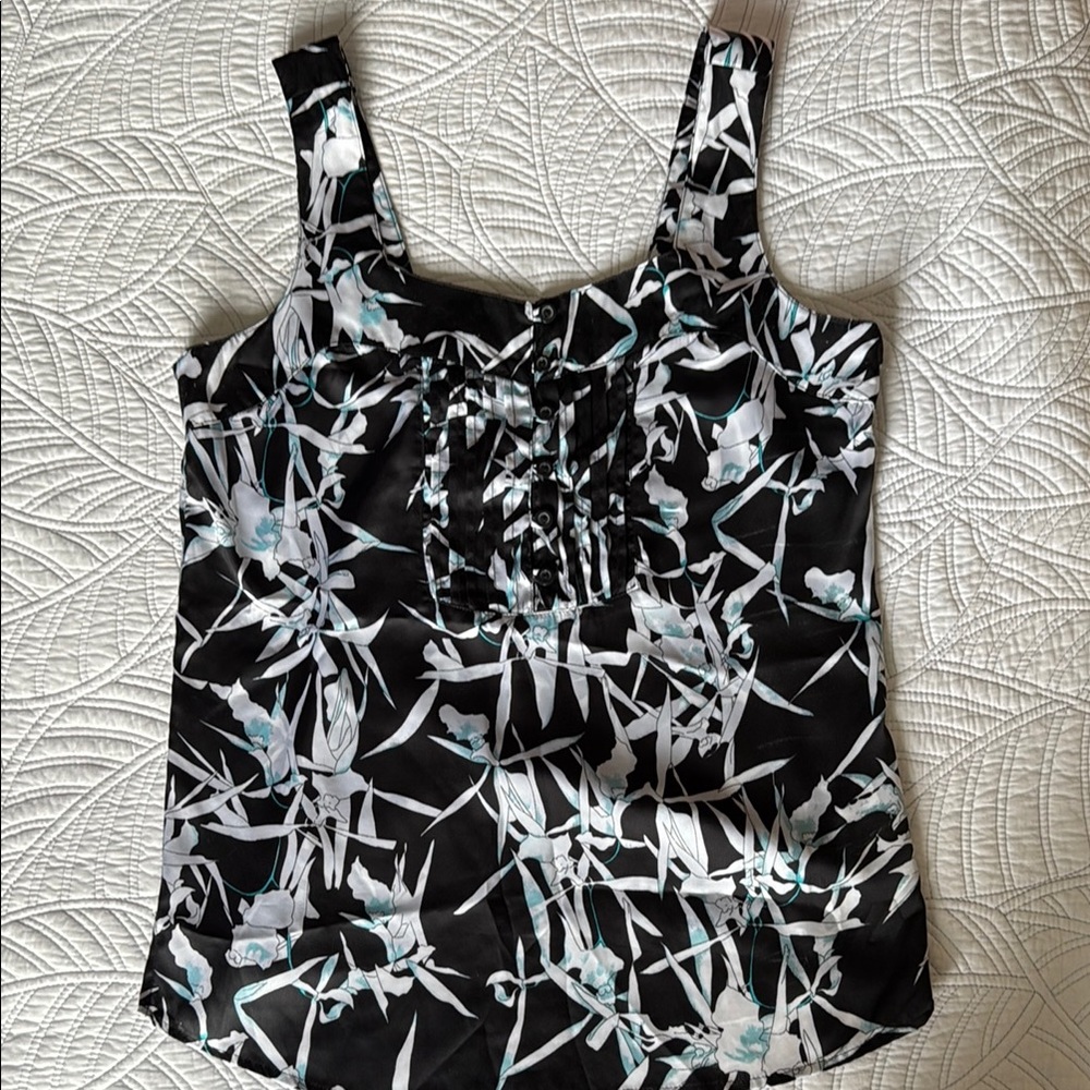 Cleo Black and White Floral Tank Top